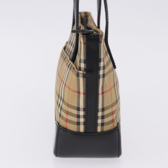 BURBERRY Nova Check Hand Bag Canvas Beige Auth 199610