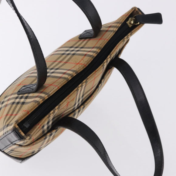 BURBERRY Nova Check Hand Bag Canvas Beige Auth 199610