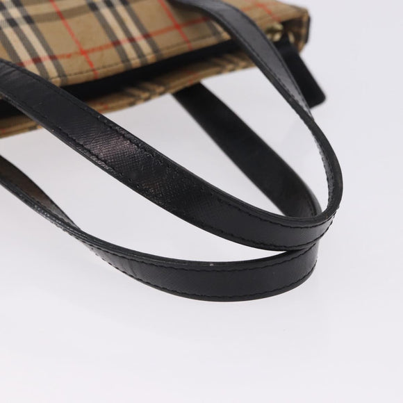 BURBERRY Nova Check Hand Bag Canvas Beige Auth 199610