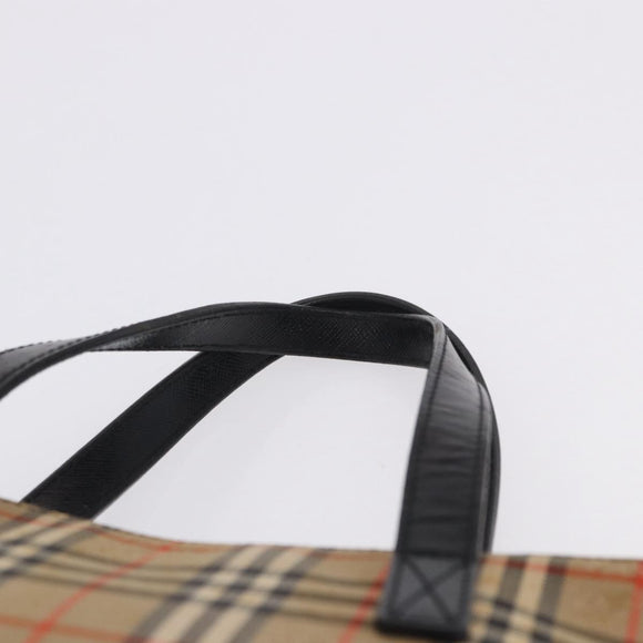 BURBERRY Nova Check Hand Bag Canvas Beige Auth 199610