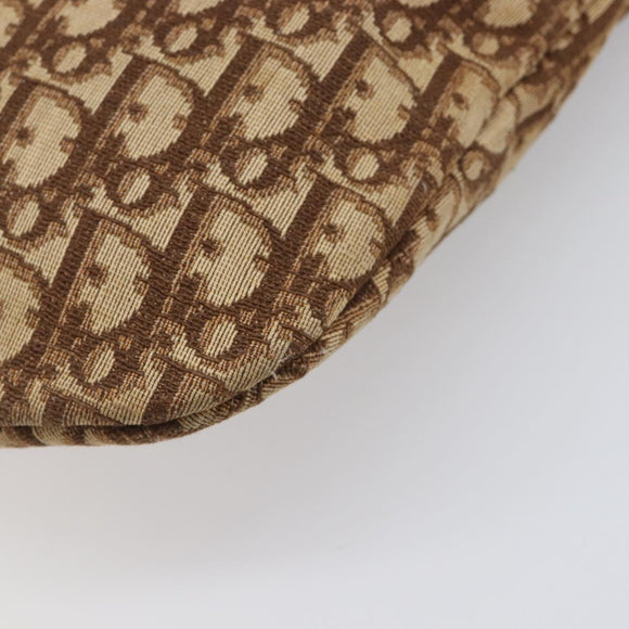 Christian Dior Trotter Canvas Shoulder Bag Beige Gold Auth 199611