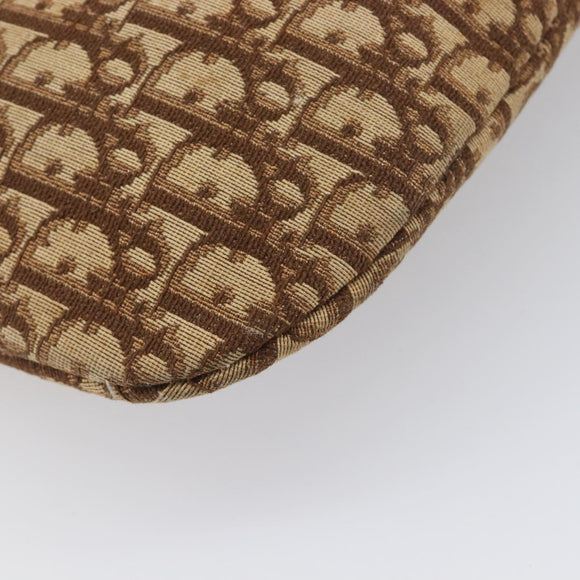 Christian Dior Trotter Canvas Shoulder Bag Beige Gold Auth 199611
