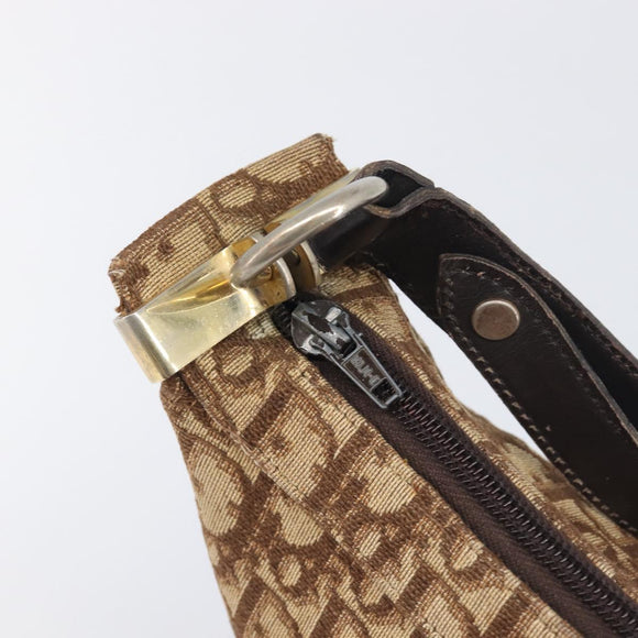 Christian Dior Trotter Canvas Shoulder Bag Beige Gold Auth 199611