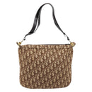 Christian Dior Trotter Canvas Shoulder Bag Beige Gold Auth 199611-3