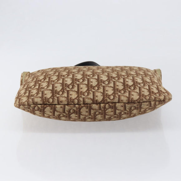 Christian Dior Trotter Canvas Shoulder Bag Beige Gold Auth 199611