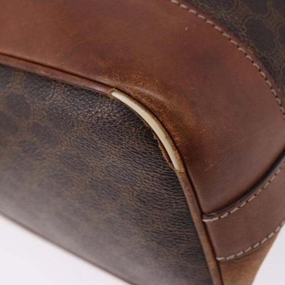 CELINE Macadam Canvas Shoulder Bag PVC Leather Brown Gold Auth 199612
