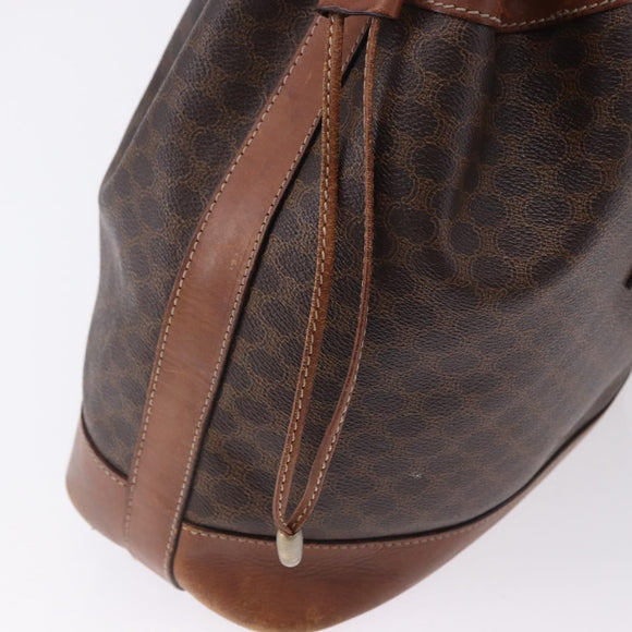 CELINE Macadam Canvas Shoulder Bag PVC Leather Brown Gold Auth 199612