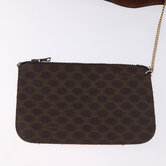 CELINE Macadam Canvas Shoulder Bag PVC Leather Brown Gold Auth 199612