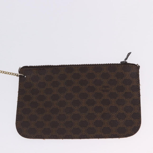 CELINE Macadam Canvas Shoulder Bag PVC Leather Brown Gold Auth 199612
