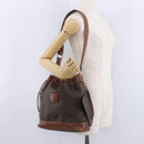 CELINE Macadam Canvas Shoulder Bag PVC Leather Brown Gold Auth 199612-24