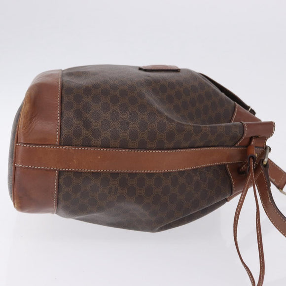 CELINE Macadam Canvas Shoulder Bag PVC Leather Brown Gold Auth 199612