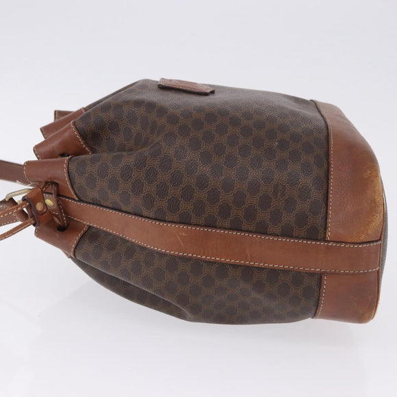 CELINE Macadam Canvas Shoulder Bag PVC Leather Brown Gold Auth 199612