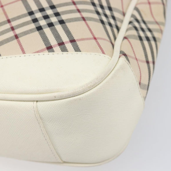 BURBERRY Nova Check Shoulder Bag Canvas Beige Silver Auth 199616