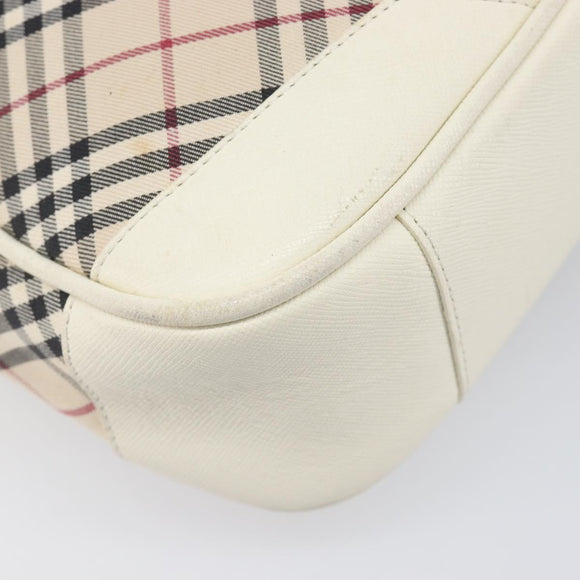 BURBERRY Nova Check Shoulder Bag Canvas Beige Silver Auth 199616