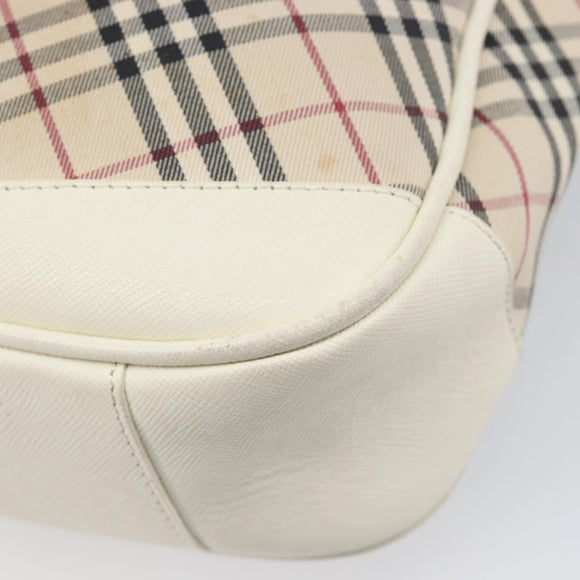 BURBERRY Nova Check Shoulder Bag Canvas Beige Silver Auth 199616