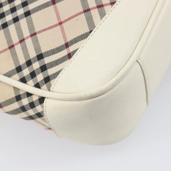 BURBERRY Nova Check Shoulder Bag Canvas Beige Silver Auth 199616