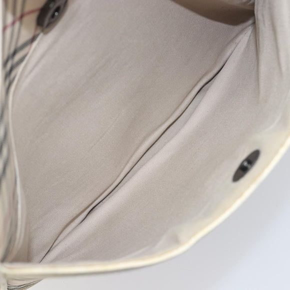 BURBERRY Nova Check Shoulder Bag Canvas Beige Silver Auth 199616