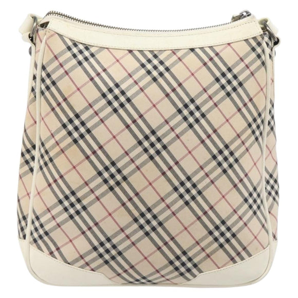 BURBERRY Nova Check Shoulder Bag Canvas Beige Silver Auth 199616