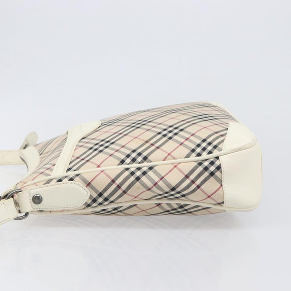 BURBERRY Nova Check Shoulder Bag Canvas Beige Silver Auth 199616