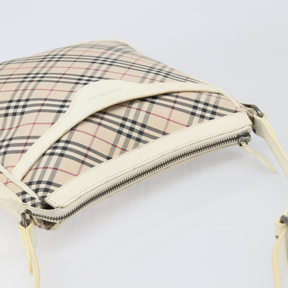 BURBERRY Nova Check Shoulder Bag Canvas Beige Silver Auth 199616