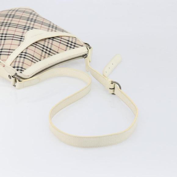BURBERRY Nova Check Shoulder Bag Canvas Beige Silver Auth 199616
