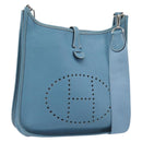 HERMES Evelyn 3PM Shoulder Bag Leather Blue Auth 199617V-1
