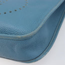 HERMES Evelyn 3PM Shoulder Bag Leather Blue Auth 199617V-11