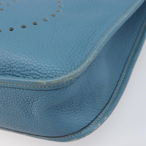 HERMES Evelyn 3PM Shoulder Bag Leather Blue Auth 199617V