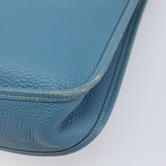 HERMES Evelyn 3PM Shoulder Bag Leather Blue Auth 199617V
