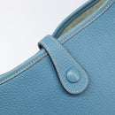 HERMES Evelyn 3PM Shoulder Bag Leather Blue Auth 199617V-15