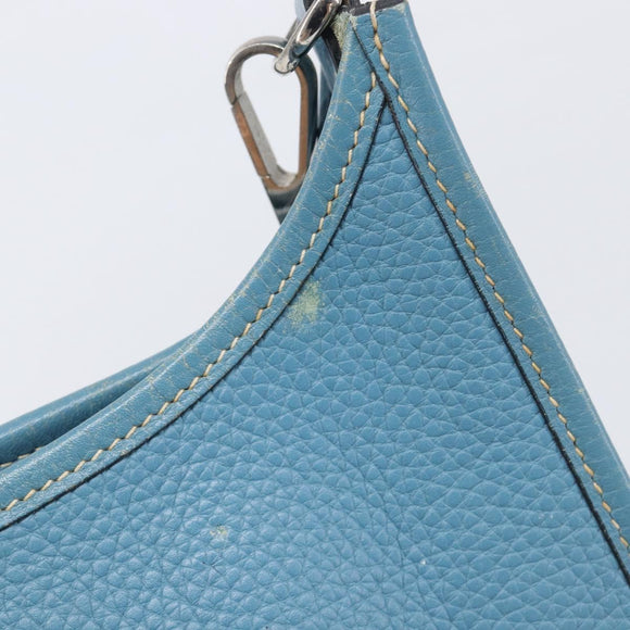 HERMES Evelyn 3PM Shoulder Bag Leather Blue Auth 199617V