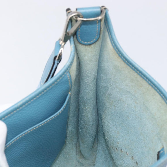 HERMES Evelyn 3PM Shoulder Bag Leather Blue Auth 199617V