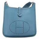 HERMES Evelyn 3PM Shoulder Bag Leather Blue Auth 199617V-2