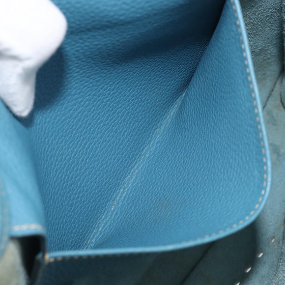 HERMES Evelyn 3PM Shoulder Bag Leather Blue Auth 199617V