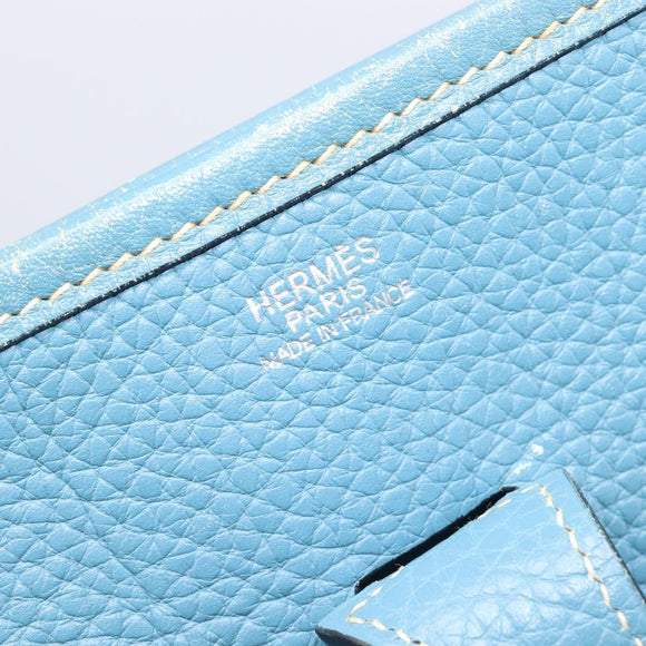 HERMES Evelyn 3PM Shoulder Bag Leather Blue Auth 199617V