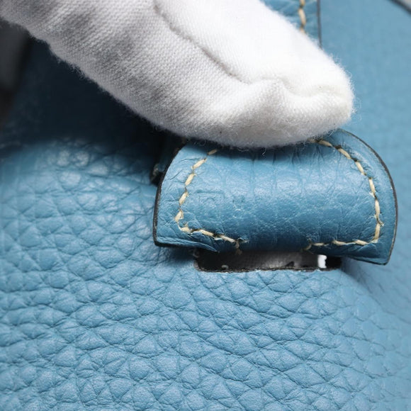 HERMES Evelyn 3PM Shoulder Bag Leather Blue Auth 199617V