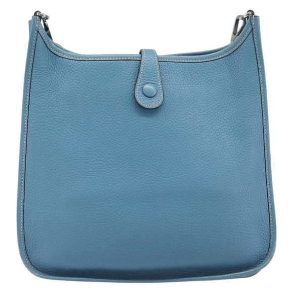 HERMES Evelyn 3PM Shoulder Bag Leather Blue Auth 199617V
