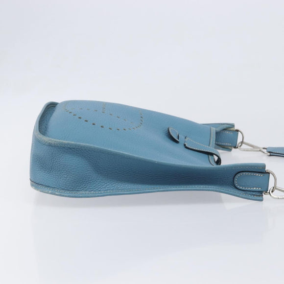 HERMES Evelyn 3PM Shoulder Bag Leather Blue Auth 199617V