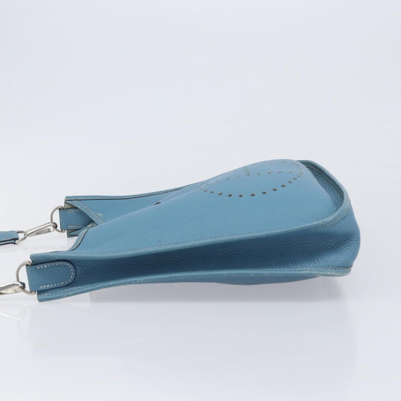 HERMES Evelyn 3PM Shoulder Bag Leather Blue Auth 199617V