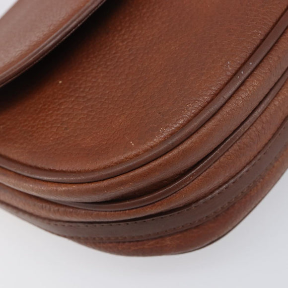 Burberrys Shoulder Bag Leather Brown Gold Auth 199618