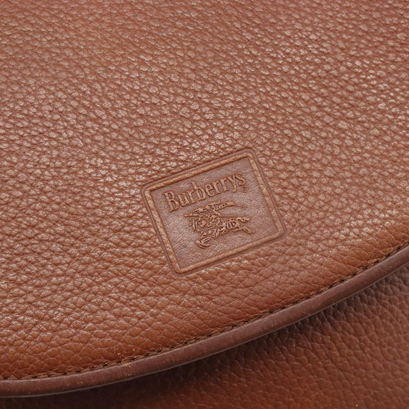 Burberrys Shoulder Bag Leather Brown Gold Auth 199618