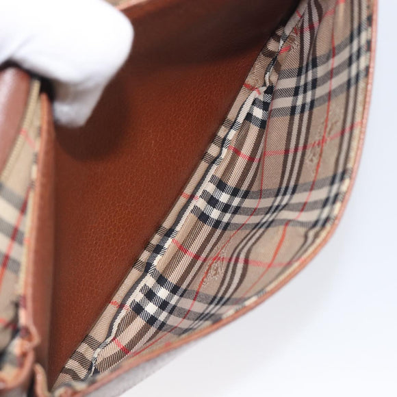 Burberrys Shoulder Bag Leather Brown Gold Auth 199618