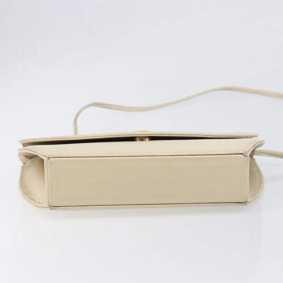 SAINT LAURENT Shoulder Bag Leather Ivory Gold Auth 199619