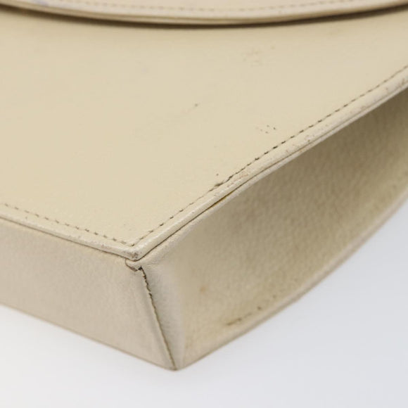 SAINT LAURENT Shoulder Bag Leather Ivory Gold Auth 199619