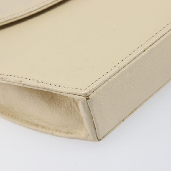 SAINT LAURENT Shoulder Bag Leather Ivory Gold Auth 199619