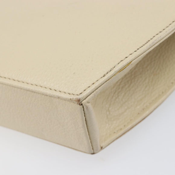 SAINT LAURENT Shoulder Bag Leather Ivory Gold Auth 199619