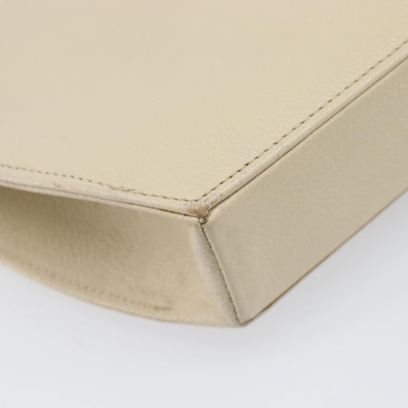 SAINT LAURENT Shoulder Bag Leather Ivory Gold Auth 199619