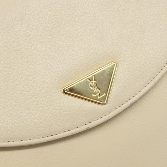 SAINT LAURENT Shoulder Bag Leather Ivory Gold Auth 199619