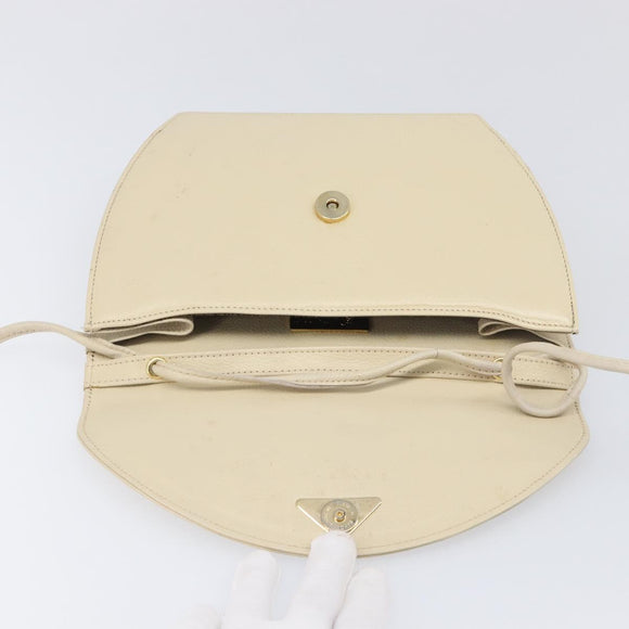 SAINT LAURENT Shoulder Bag Leather Ivory Gold Auth 199619