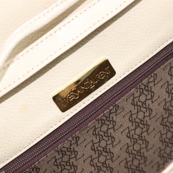 SAINT LAURENT Shoulder Bag Leather Ivory Gold Auth 199619